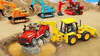 Rescue Police Cars, Excavator, Pickup Trucks, Tankers, Construction Vehicles and Unexpected Accident