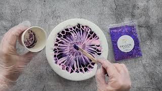 #1752 Stunning Purple Resin Dragon Flower Live Edge Coaster