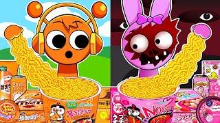 SPRUNKI Animation - Oren Normal VS Pinki Horror Convenience Store Food | Incredibox Mukbang