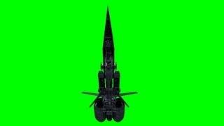 UFO Spaceship Battleship in fly over - green screen effects - free use