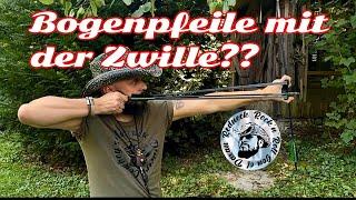 Bogenpfeile mit der Zwille / Steinschleuder verschiessen, wie geht das?