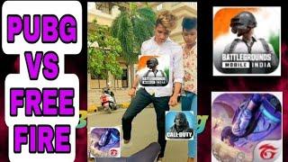 Pubg vs Free Fire  Battlegrounds Mobile India vs Free Fire vs tik tok vs Pubg vs call of duty