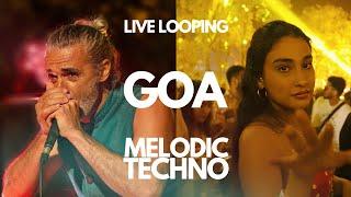 Crowd Goes Wild in Goa: Melodic Techno Live Looping with Juno-106