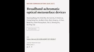 Broadband achromatic optical metasurface devices | RTCL.TV