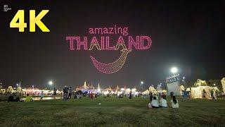 4K | Drone Show / Maha Songkran World Festival 2024 at Sanam Luang / Bangkok