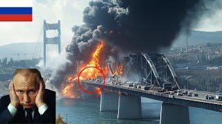 Crimean Bridge Collapses Forever! Ukrainian F-16 fighter jets drop 80 tons of bombs on it.