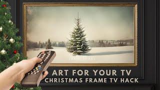 2hr Framed Christmas Tree TV Art Screensaver. 4K Frame TV Hack. Snowy Xmas Landscape. DIY TV Decor.