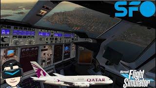 FlyByWire A380x Full VR Approach to San Francisco | Microsoft Flight Simulator 2020