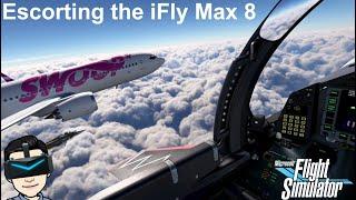 Fighter Jet iFly 737 Max 8 Escort in VR with Pimax Crystal Light | Microsoft Flight Simulator