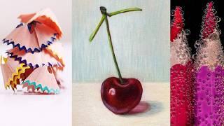 Colored pencil drawing tutorial of a cherry | How to draw a cherry in colored pencil