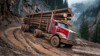 Extreme Dangerous Logging Wood Truck Driving Skills | Dangerous Oversized Transport Truck #5