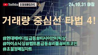 [초절정매집차트]#2024년10월31일#거래량 중심선 타법 4!#현대에버다임급등#티사이언티픽상한가#하이소닉상한가#펩트론급등#리플#비트코인#초절정매집차트