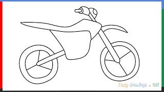 How to draw a Dirt bike step by step for beginners