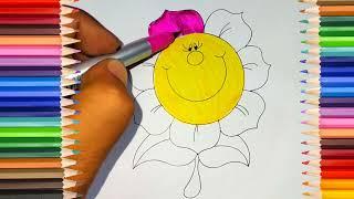 Sunflower Drawing, Painting, Coloring for Kids and Toddlers | Learn drawing#sunflower#easydrawing