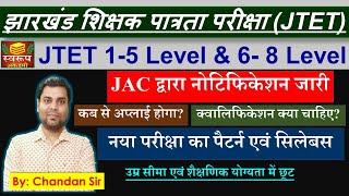 JTET 2024 - JAC द्वारा नोटिफिकेशन जारी - क्वालिफिकेशन क्या चाहिए? - नया परीक्षा का पैटर्न एवं सिलेबस