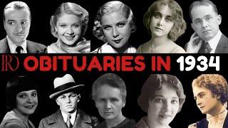 Obituaries in 1934-Famous Celebrities/personalities we've Lost in 1934-EP 1-Remembrance Diaries