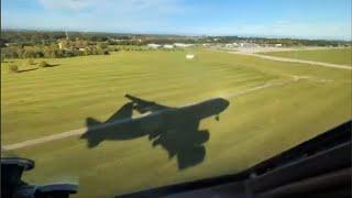 Boeing 747 shadow land...  BUT,..Hard landing on touchdown