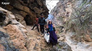 finding edible plants in dangerous and difficult mountains in heavy rain_nomadic lifestyle