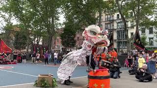 New York Fat Keung Lion Dance Performance Snake Chang-Hopping on Drum @TheAmericanDragonandLionDay