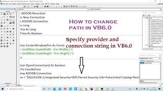 specify provider and connection string in VB6\Connect Database