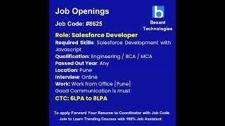 Salesforce Job Opening|Best software training & Placement in Chennai & Bangalore|Besant Technologies