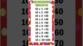 Table of 10 |Multiplication Table of 10 |Multiplication Tables |Times Table |Maths Tables #shorts