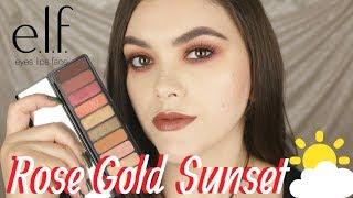 NEW ELF ROSE GOLD SUNSET EYESHADOW PALETTE REVIEW & TUTORIAL!