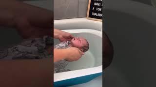 My newborn baby gets a SPA TREATMENT #shorts #newborn