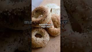 when the #bagels bout to turn stale, make #bagelchips! 3 ingredients (incl the #bagel)+ #airfryer!