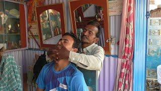 Head and face massage by the new indian street barber-- asmr