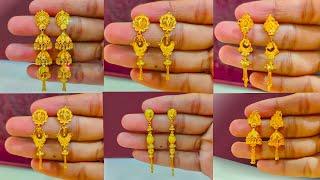 Hallmark Gold earrings design with weight | #earring #jhumka #tops #viral #gold #jewellarydesign