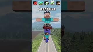 NOOB vs PRO vs HACKER vs HEROBRINE Car jump challenge!  #shorts #beamngdrive