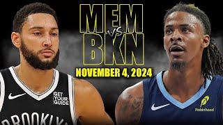 Memphis Grizzlies vs Brooklyn Nets Full Game Highlights - November 4, 2024 | 2024-25 NBA Season