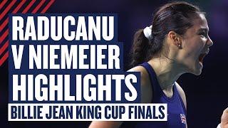 Highlights - Raducanu v Niemeier | GB v Germany - Billie Jean King Cup Finals 2024 | LTA