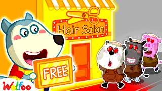Welcome, FREE Hair Salon for the Poor!  A Lesson on Kindness & Sharing for Kids | Wolfoo Channel
