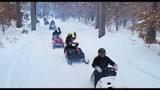 Old Snowmobile Ride | Over 100 Vintage Snowmobiles Ride Through the Woods | Birds-Eye View