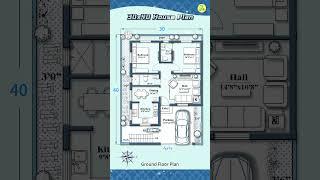 Update: 30×40 house plan with car parking, east facing, 30 by 40 home plan, 30*40 house design