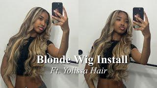 Perfect Holiday Wig | Pre Curled Blonde Highlight Frontal Wig Install | Yolissa Hair | DylanAmiliya