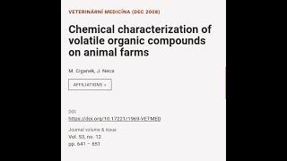 Chemical characterization of volatile organic compounds on animal farms | RTCL.TV