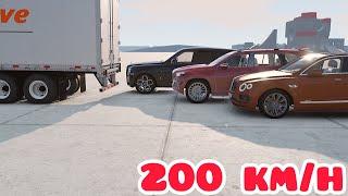 Bentley Bentayga vs Maybach GLS vs Rolls-Royce Cullinan vs Trailer200 km/hBeamNG.drive CRASH test