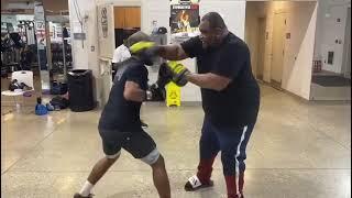 Father/Coach Patrice Harris & Son/Boxer Patrick Harris on the mitts