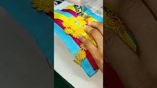 how to make embrioded flowers with lace flowers#sibghayaseen  #dressdesigning #sewingtutorial