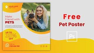 Design Template PSD for Pets Shop Free Poster