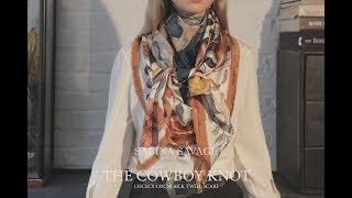 Sabina Savage 135x135cm Silk Twill Scarf: How to tie the Cowboy Knot