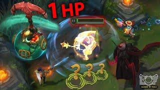 1 HP Outplay Penta or Luck and LoL Moments 2020 - League of Legends