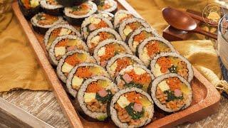 Korean Gimbap(Kimbap) with The Secret Recipe to Cook Rice Perfectly with cast iron pot