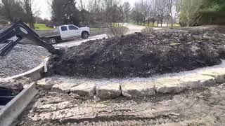 Building A Barn Stone Wall. John Deere 26G. Mini Excavator.