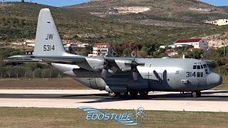 US Navy Lockheed C-130T Hercules - Amazing Close-up Takeoff from Split Airport LDSP/SPU