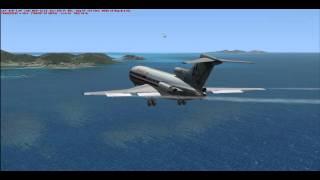 American Airlines 727-100 landing on the Island of St. Martin