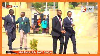 CSs Mutua, Joho, Wandayi, Chirchir and Duale arriving at Kwale Stadium for Mashujaa Day celebrations